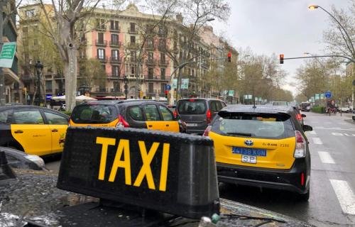 FILE PHOTO: Taxi drivers protest against the rise of fuel prices in Barcelona